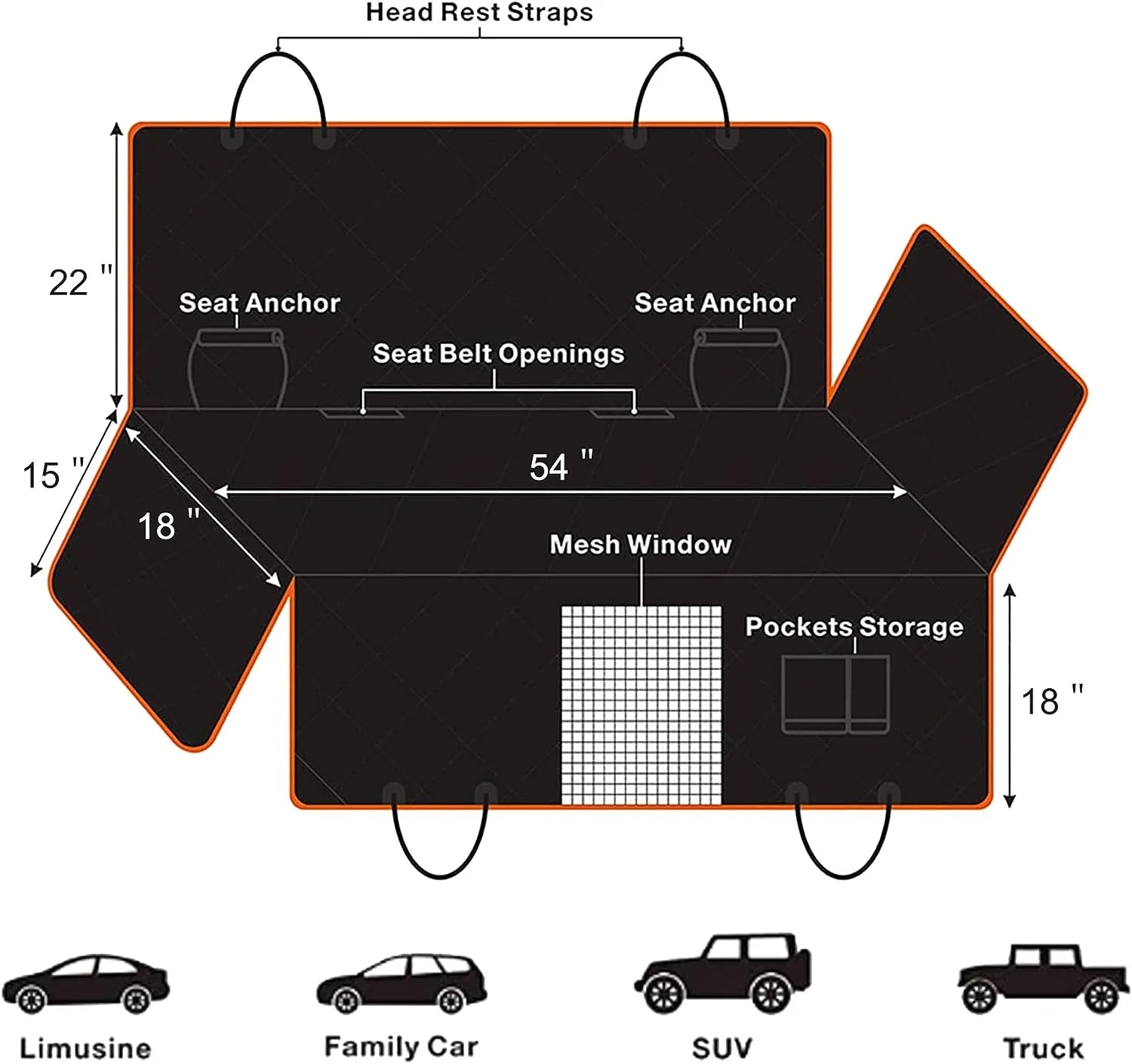 Dog Car Seat Cover,  Waterproof Nonslip Pet Seat Cover