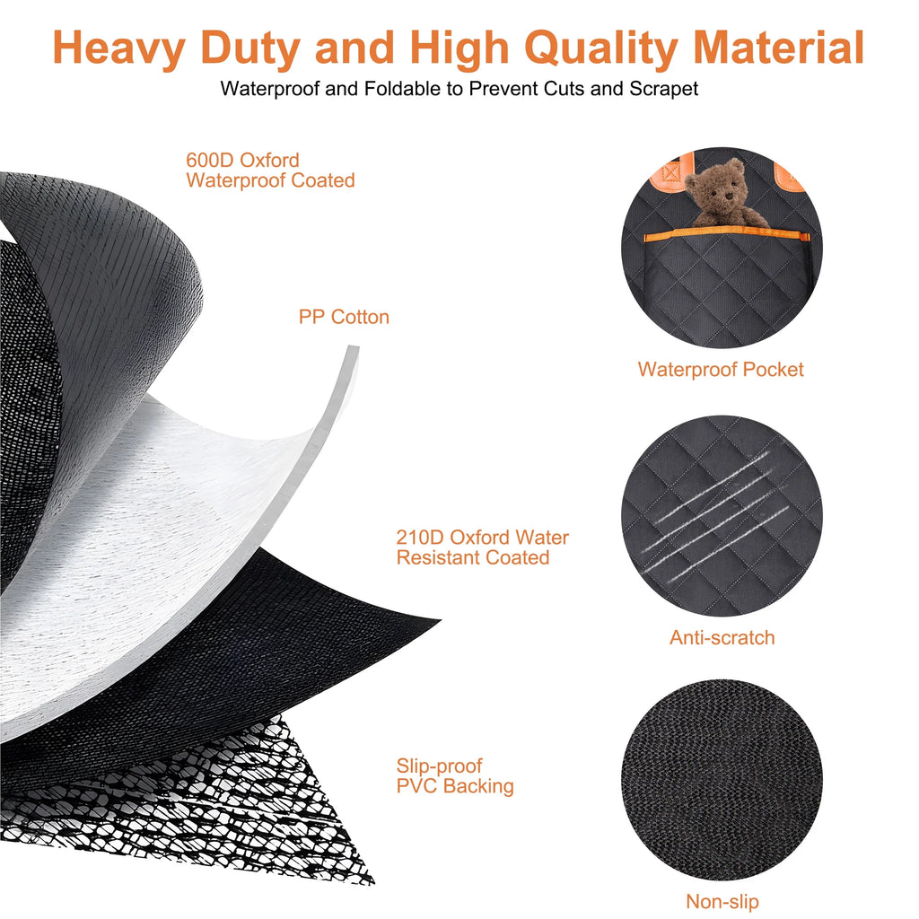 Onekaw Dog Car Seat Cover for Back Seat – All Waterproof Heavy‑Duty 600D Dog Hammock with Seat Belts & Side Flaps – Scratch‑Proof, Non‑Slip Pet Seat Protector for Cars, Trucks & Suvs – Black