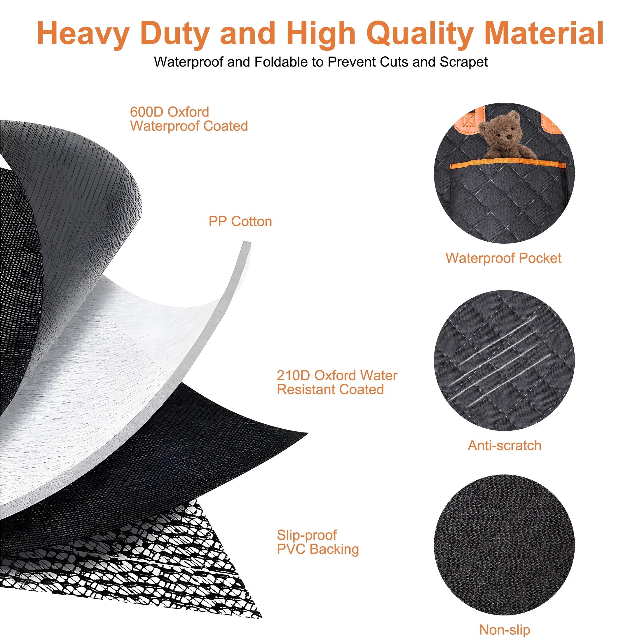 Onekaw Dog Car Seat Cover for Back Seat – All Waterproof Heavy‑Duty 600D Dog Hammock with Seat Belts & Side Flaps – Scratch‑Proof, Non‑Slip Pet Seat Protector for Cars, Trucks & Suvs – Black