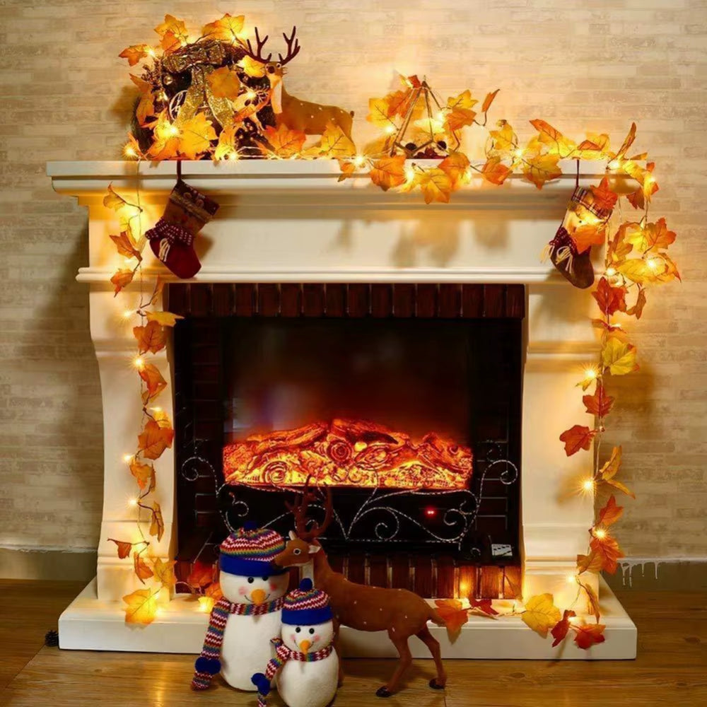  Fall Pumpkin Maple Leaf String Lights Garland 