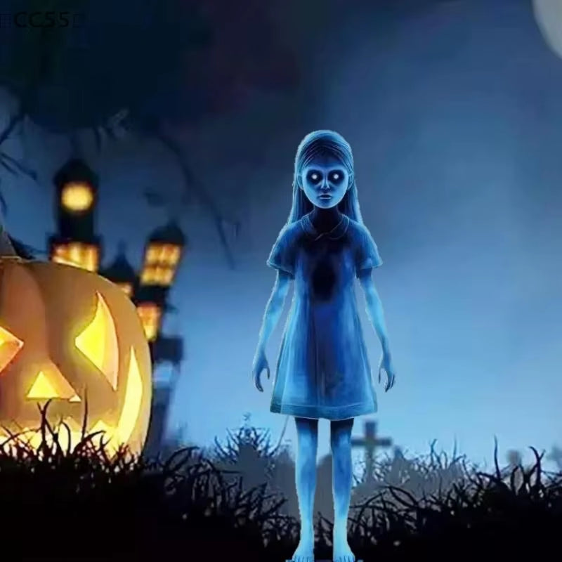 〔Cc55〕1/2Pcs Halloween Scary Ghost Girl Garden Stake Twin Female Ghost Courtyard Insertion Decor Lawn Patio Haunted Metal