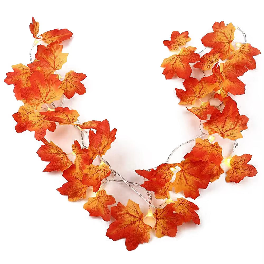  Fall Pumpkin Maple Leaf String Lights Garland 