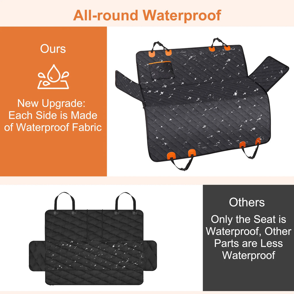 Onekaw Dog Car Seat Cover for Back Seat – All Waterproof Heavy‑Duty 600D Dog Hammock with Seat Belts & Side Flaps – Scratch‑Proof, Non‑Slip Pet Seat Protector for Cars, Trucks & Suvs – Black