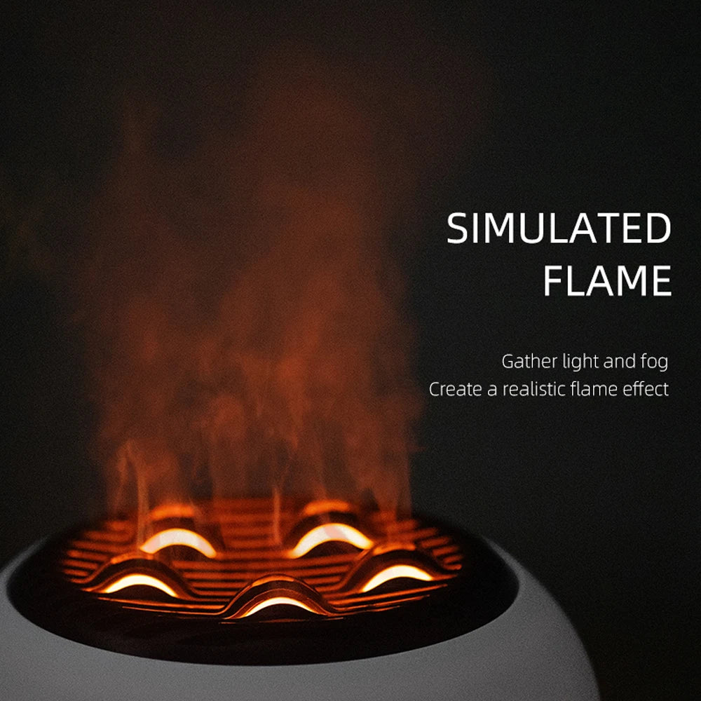 350Ml Humidifier Aromatherapy Essential Oil Simulate Flame Aroma Diffuser,Remote Control Adjusted Colorful Atmosphere Lighting,