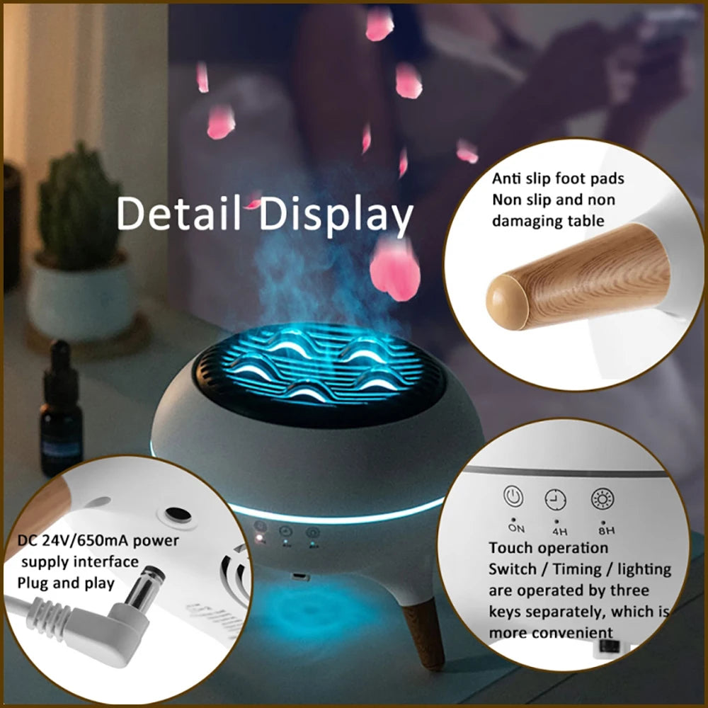 350Ml Humidifier Aromatherapy Essential Oil Simulate Flame Aroma Diffuser,Remote Control Adjusted Colorful Atmosphere Lighting,