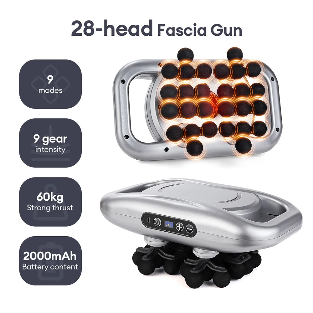 22-Head Fascia Gun High-Frequency Vibration Body Massage Gun Back and Waist Massager Neck Shoulder Massager Muscle Masajeador