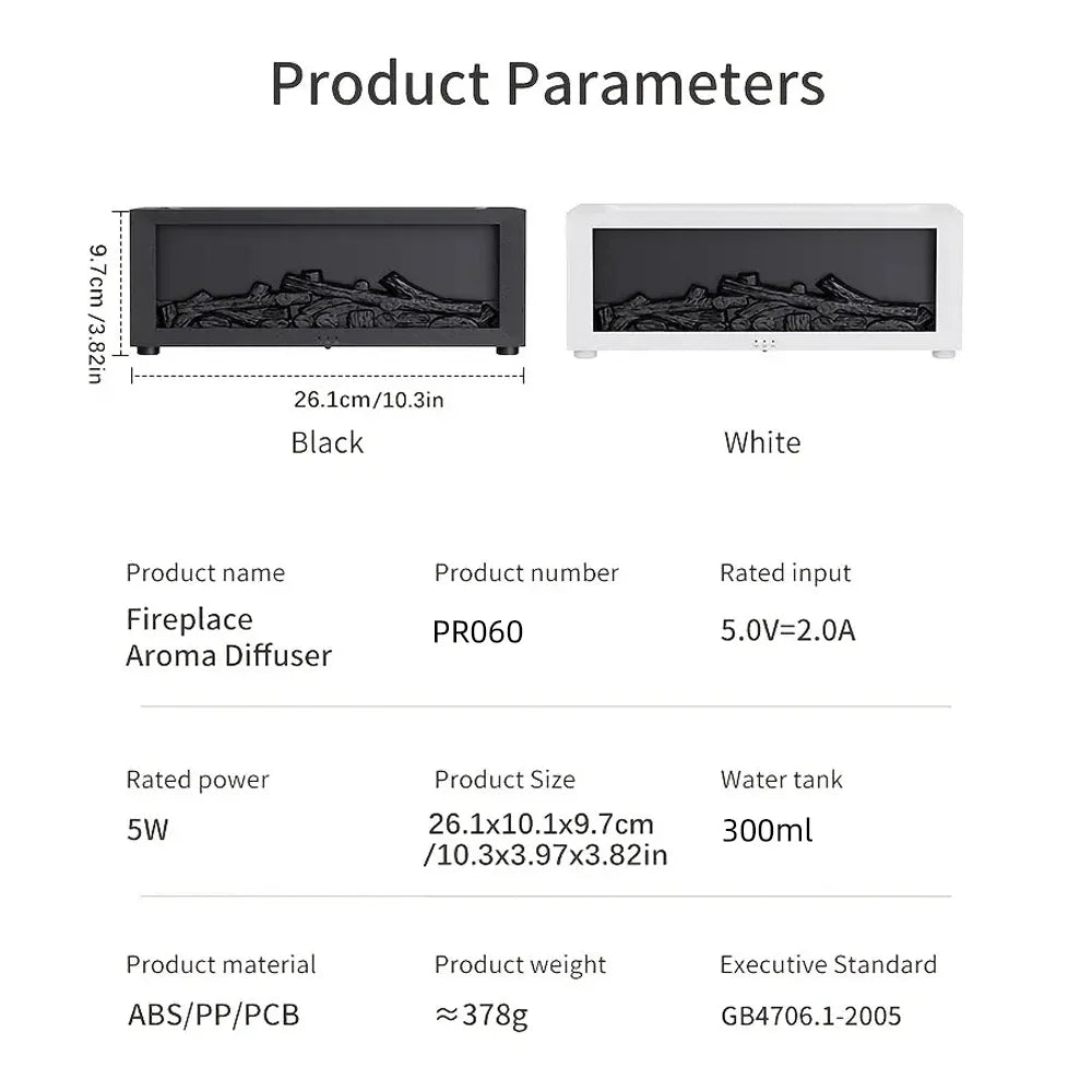 Upgraded 300ml Aroma Diffuser with 7-Color LED Flame Effect & Remote Control