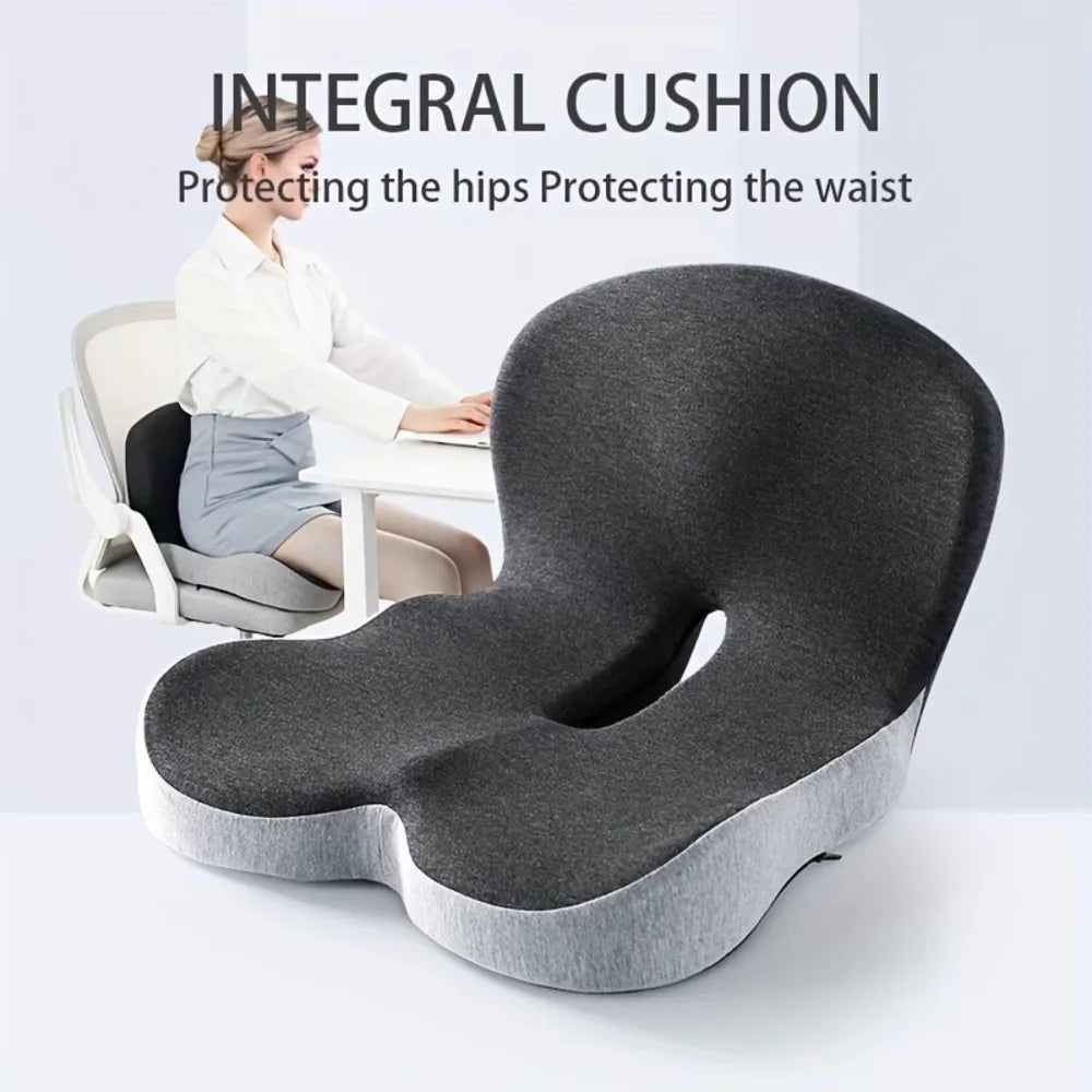 Comfort Memory Foam Backrest Cushion Non-Slip Back Support Chair Cushion Breathable One-Piece Design Car Seat Cushion