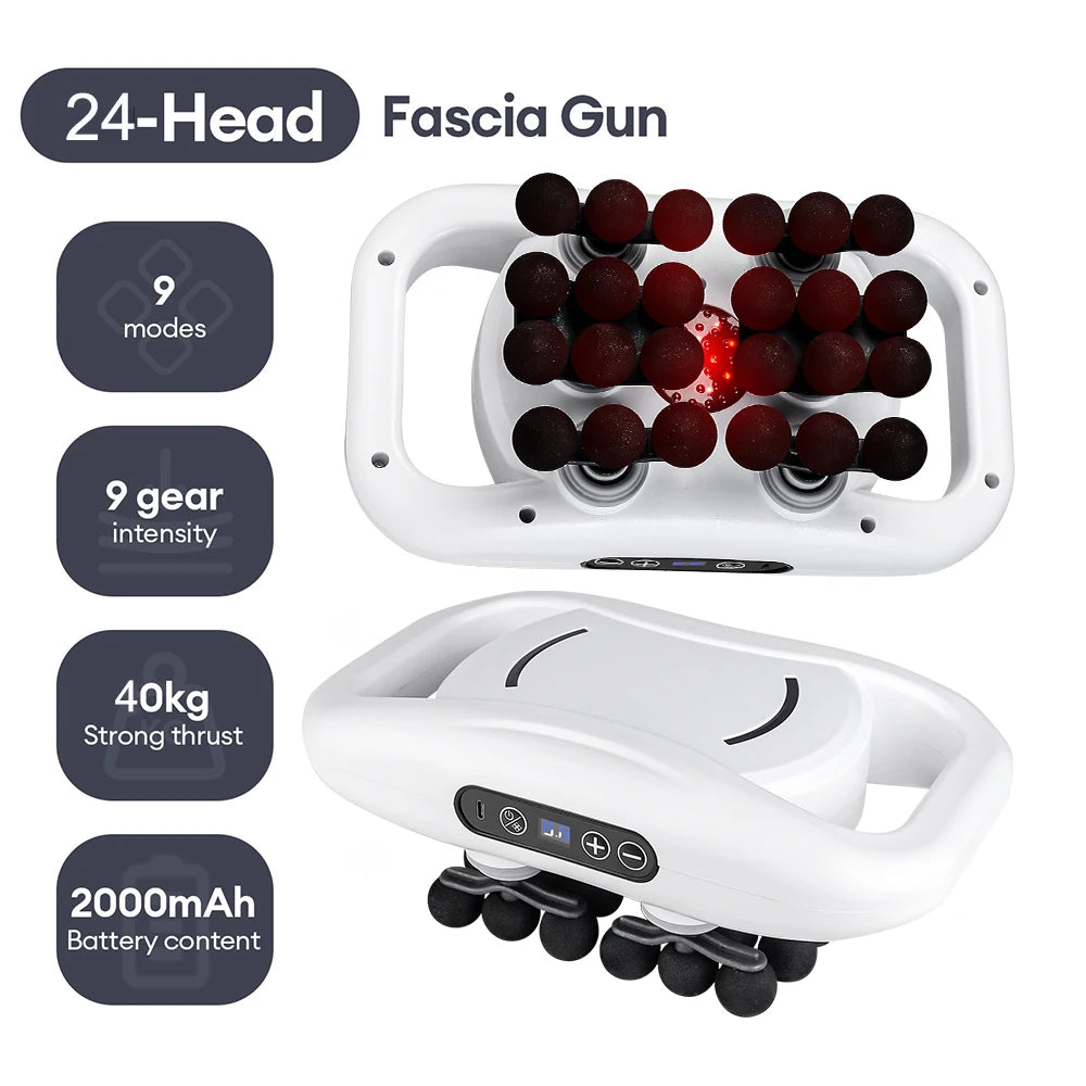 22-Head Fascia Gun High-Frequency Vibration Body Massage Gun Back and Waist Massager Neck Shoulder Massager Muscle Masajeador