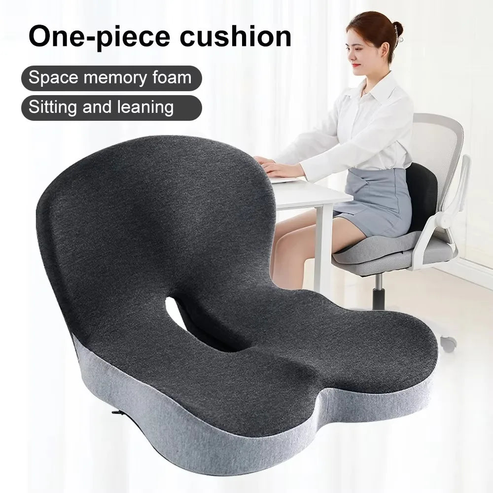 Comfort Memory Foam Backrest Cushion Non-Slip Back Support Chair Cushion Breathable One-Piece Design Car Seat Cushion