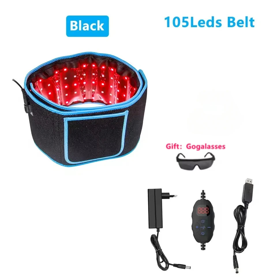 Near Infrared&Red Light Therapy Wrap Belt 660Nm&850Nm for Body Pain Relief Wearable Pad for Waist Back Stomach Muscle Beauty