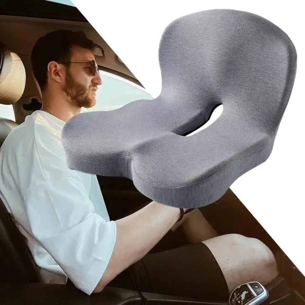Comfort Memory Foam Backrest Cushion Non-Slip Back Support Chair Cushion Breathable One-Piece Design Car Seat Cushion
