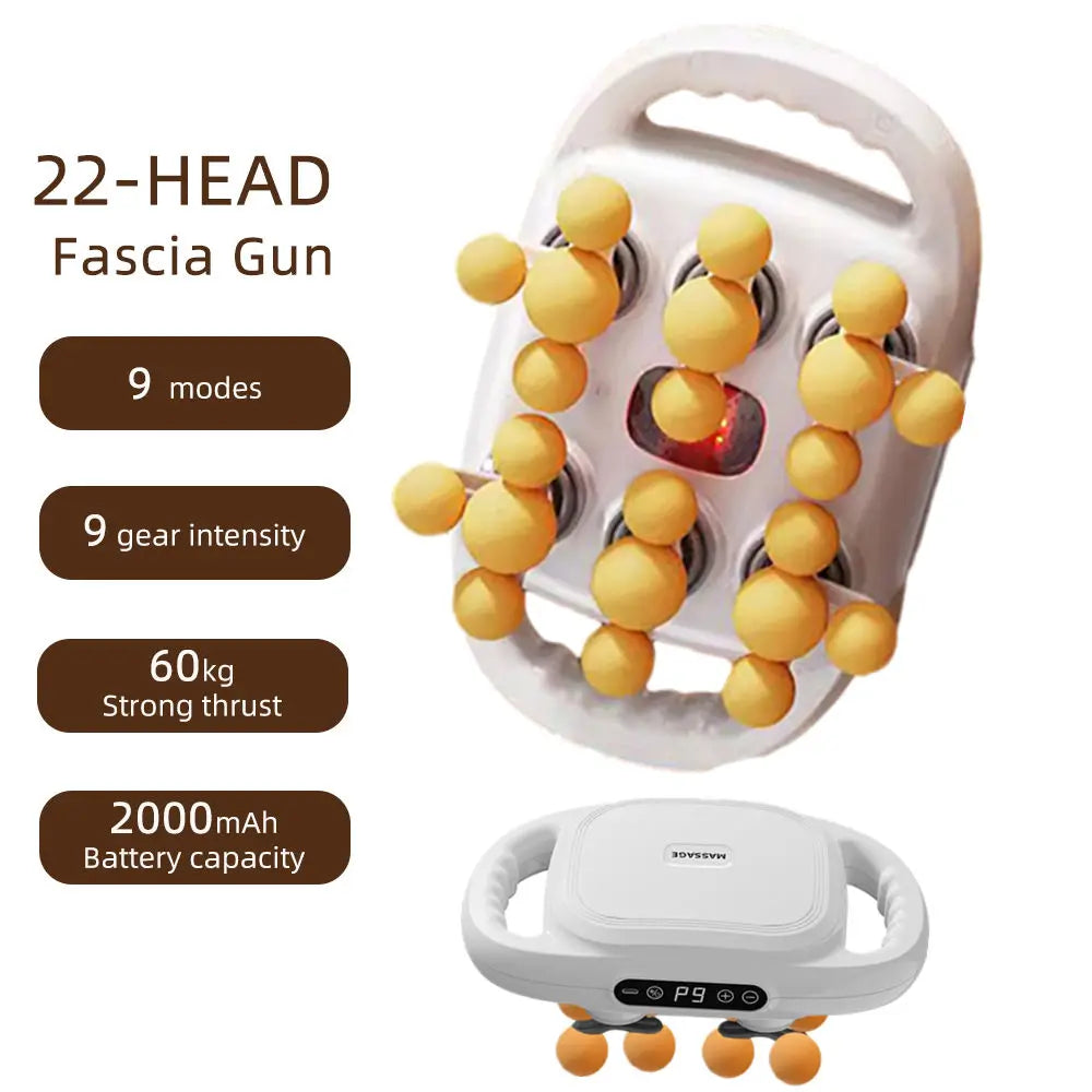 22-Head Fascia Gun High-Frequency Vibration Body Massage Gun Back and Waist Massager Neck Shoulder Massager Muscle Masajeador