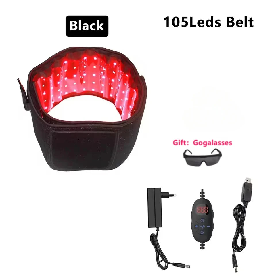 Near Infrared&Red Light Therapy Wrap Belt 660Nm&850Nm for Body Pain Relief Wearable Pad for Waist Back Stomach Muscle Beauty