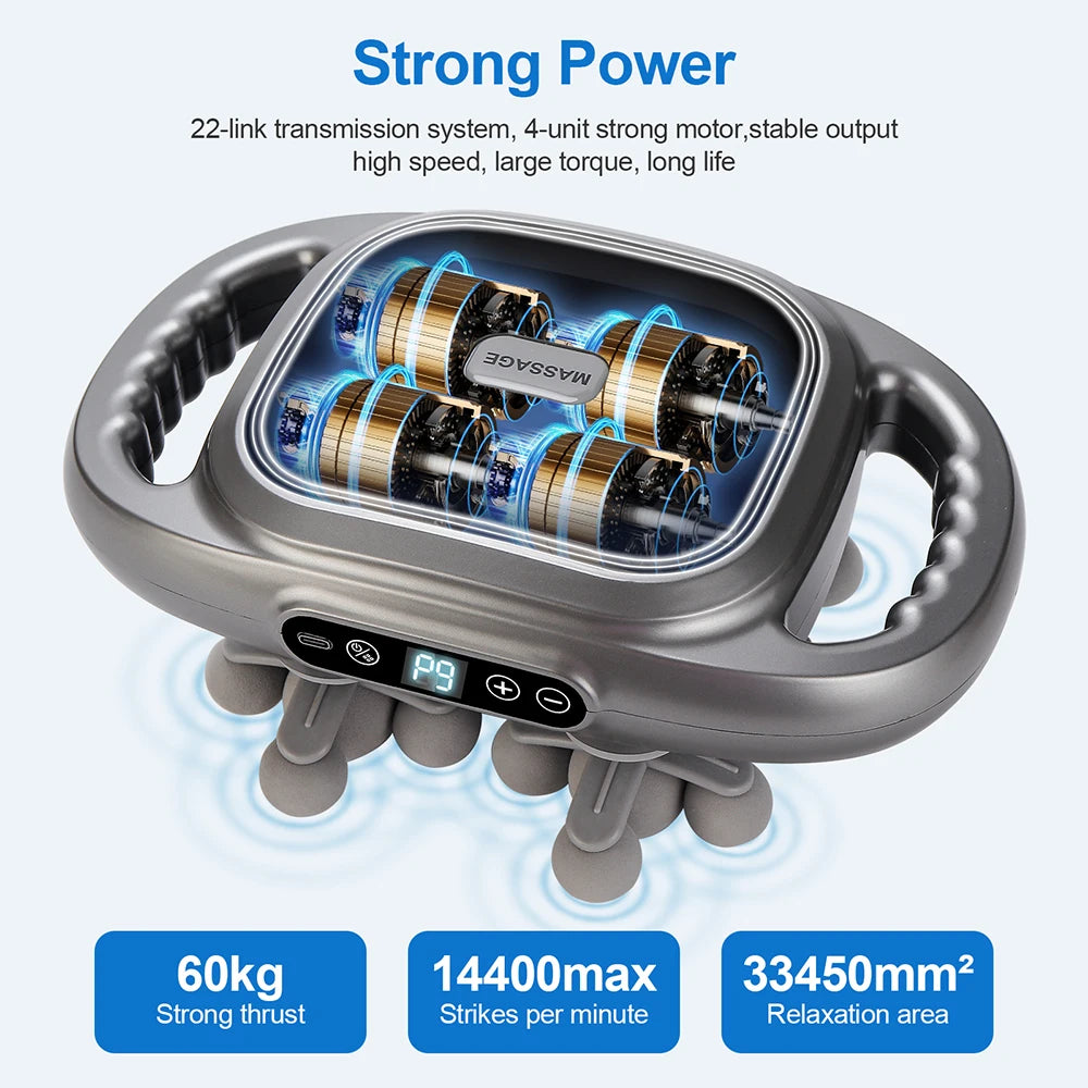 22-Head Fascia Gun High-Frequency Vibration Body Massage Gun Back and Waist Massager Neck Shoulder Massager Muscle Masajeador