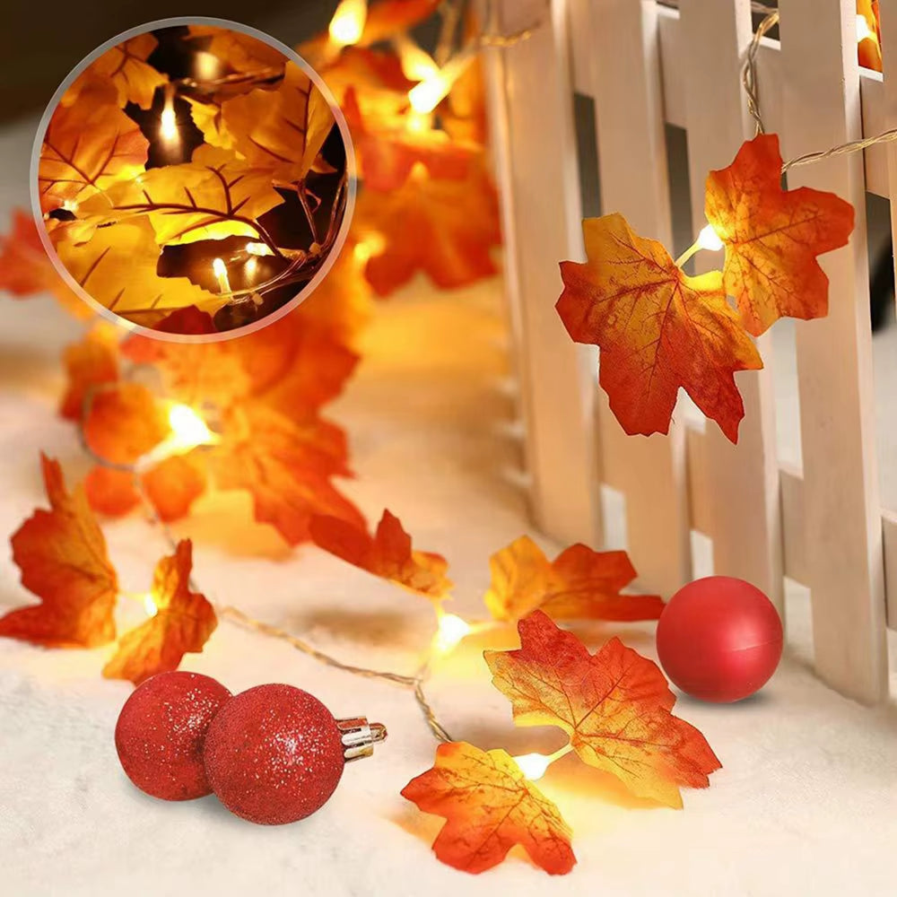  Fall Pumpkin Maple Leaf String Lights Garland 